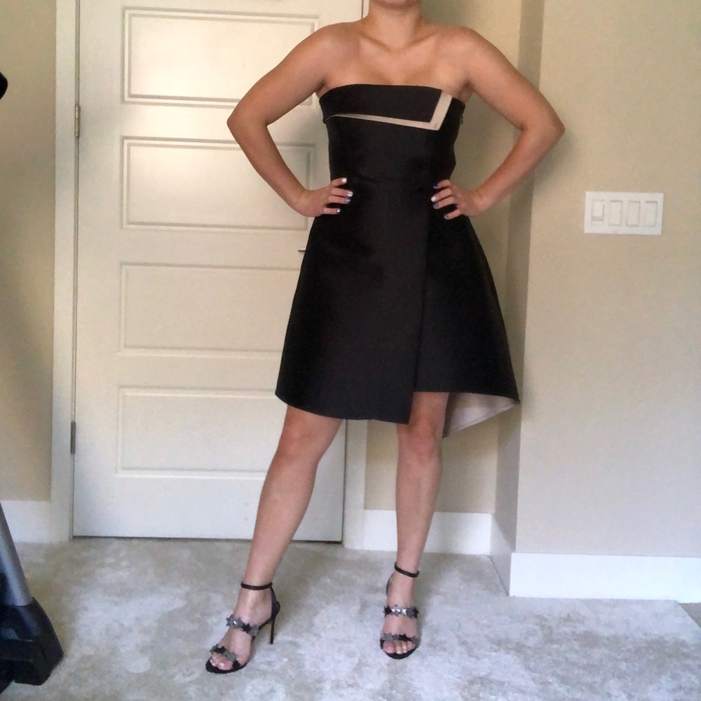 Halston Asymetrical Strapless Cocktail Dress